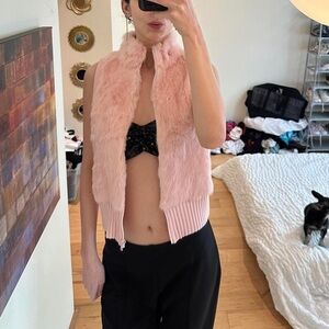 Elegant Pink Fur Vest